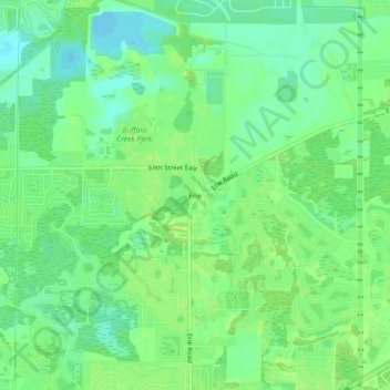 Mappa topografica Erie, altitudine, rilievo