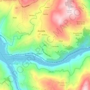 Mappa topografica Vale, altitudine, rilievo