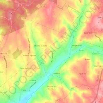 Mappa topografica Mata, altitudine, rilievo