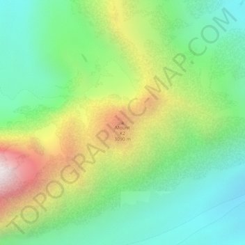 Mappa topografica Mount K2, altitudine, rilievo