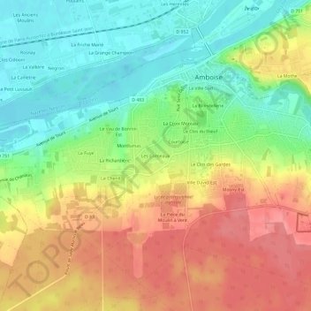 Mappa topografica Les Corneaux, altitudine, rilievo