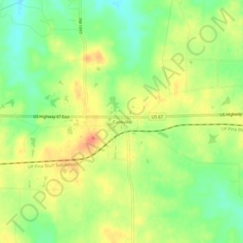 Mappa topografica Cookville, altitudine, rilievo