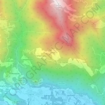 Mappa topografica Combe, altitudine, rilievo