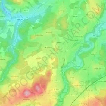 Mappa topografica Atzing, altitudine, rilievo