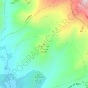 Mappa topografica Cerro del Conejo, altitudine, rilievo