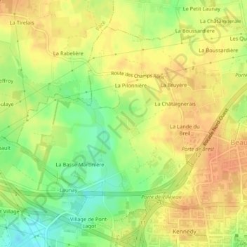 Mappa topografica Le Courtil Bretel, altitudine, rilievo