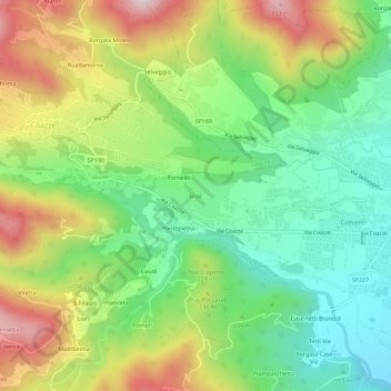 Mappa topografica Giué, altitudine, rilievo