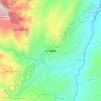 Mappa topografica Simacota, altitudine, rilievo