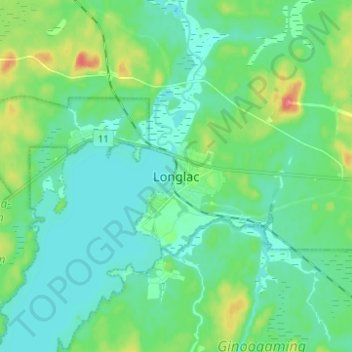Mappa topografica Longlac, altitudine, rilievo
