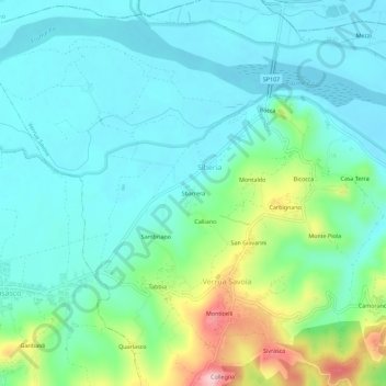 Mappa topografica Sbarrera, altitudine, rilievo