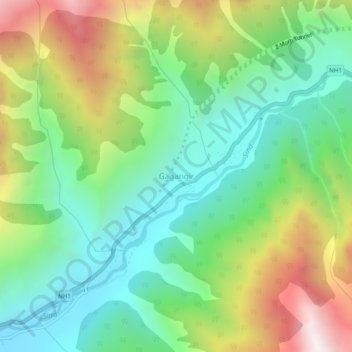 Mappa topografica Gagangir, altitudine, rilievo