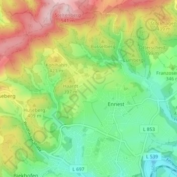 Mappa topografica Holzweg, altitudine, rilievo