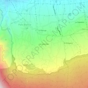 Mappa topografica Las Llanadas, altitudine, rilievo