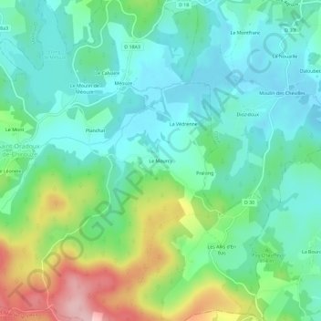 Mappa topografica Le Mourcy, altitudine, rilievo