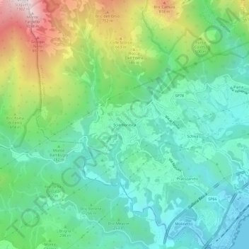 Mappa topografica Sciarborasca, altitudine, rilievo