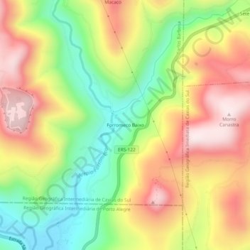 Mappa topografica Forromeco Baixo, altitudine, rilievo