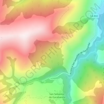 Mappa topografica Garabandal, altitudine, rilievo