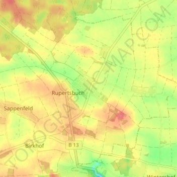 Mappa topografica Workerszell, altitudine, rilievo