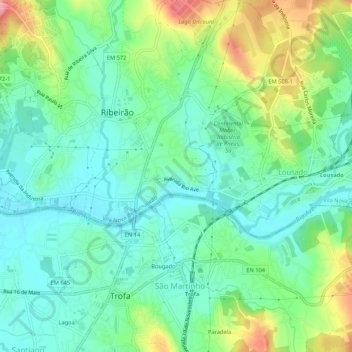 Mappa topografica Ferreiros, altitudine, rilievo