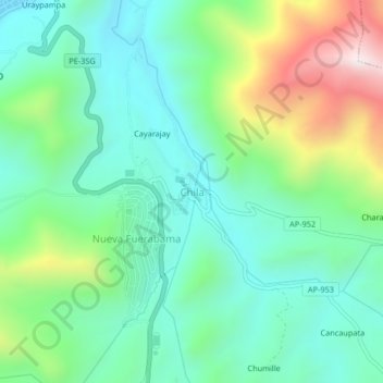 Mappa topografica Chila, altitudine, rilievo