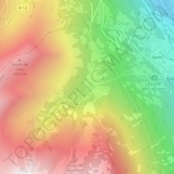 Mappa topografica Bernazaou, altitudine, rilievo