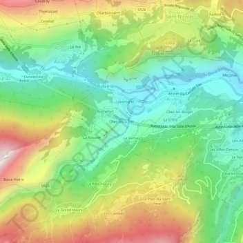 Mappa topografica Chez-les-Garin, altitudine, rilievo