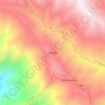 Mappa topografica Chontali, altitudine, rilievo