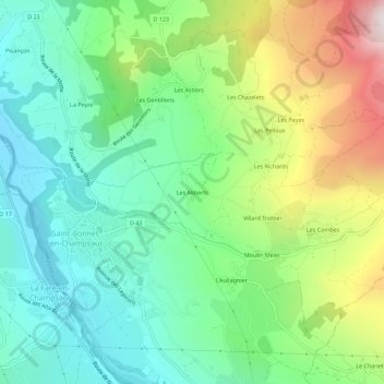 Mappa topografica Les Aliberts, altitudine, rilievo