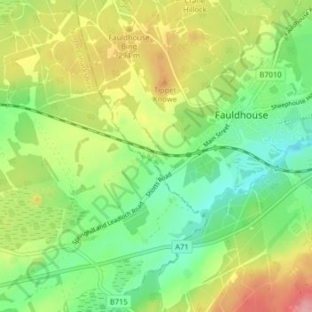 Mappa topografica Braehead Farm, altitudine, rilievo