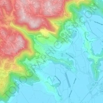 Mappa topografica Barbarano Vicentino, altitudine, rilievo