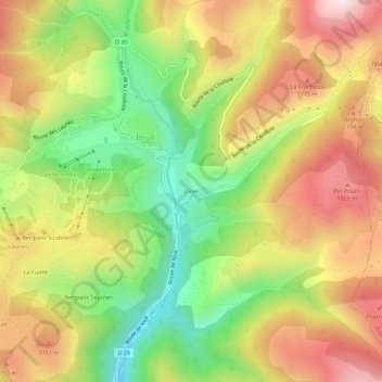 Mappa topografica Ciriei, altitudine, rilievo