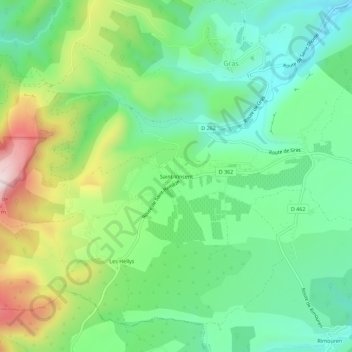 Mappa topografica Saint-Vincent, altitudine, rilievo
