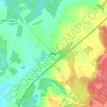 Mappa topografica Eikaži, altitudine, rilievo