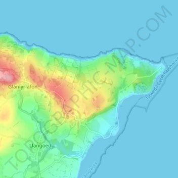 Mappa topografica Caim, altitudine, rilievo