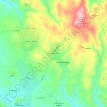 Mappa topografica Monte Cimeiro, altitudine, rilievo