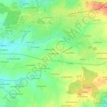 Mappa topografica La Haute Rhée, altitudine, rilievo