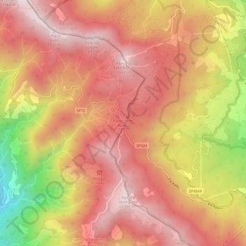 Mappa topografica Passo delle Radici, altitudine, rilievo