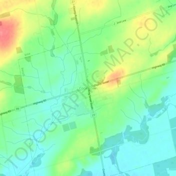 Mappa topografica Cookstown, altitudine, rilievo