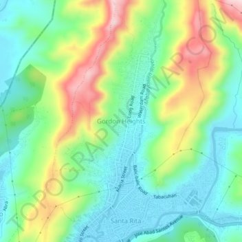 Mappa topografica Gordon Heights, altitudine, rilievo