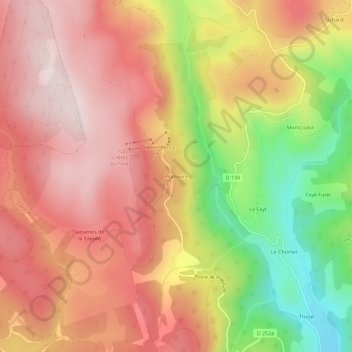 Mappa topografica Prabouré, altitudine, rilievo