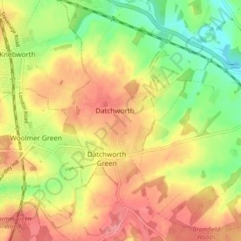 Mappa topografica Painter's Green, altitudine, rilievo