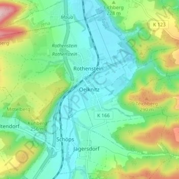 Mappa topografica Oelknitz, altitudine, rilievo