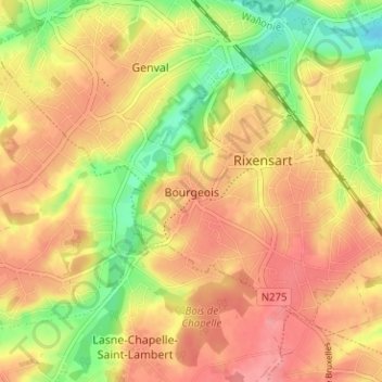 Mappa topografica Bourgeois, altitudine, rilievo