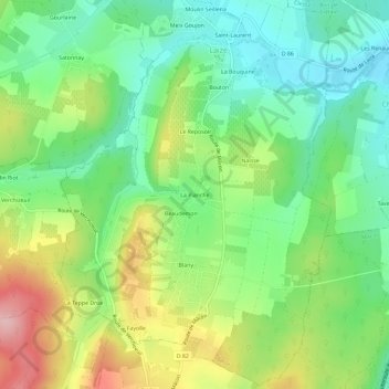 Mappa topografica La Planche, altitudine, rilievo