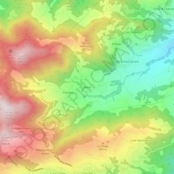 Mappa topografica Riano, altitudine, rilievo