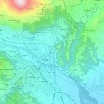 Mappa topografica Ciochetti, altitudine, rilievo