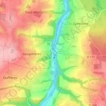 Mappa topografica Le Pont de Brie, altitudine, rilievo