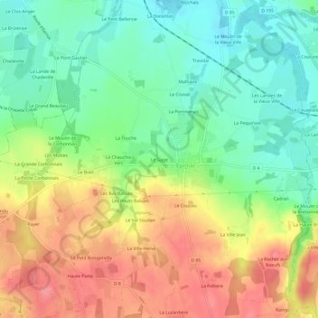 Mappa topografica Le Gage, altitudine, rilievo