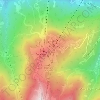 Mappa topografica Plateau des Saix, altitudine, rilievo