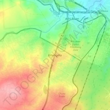 Mappa topografica Kitengela, altitudine, rilievo